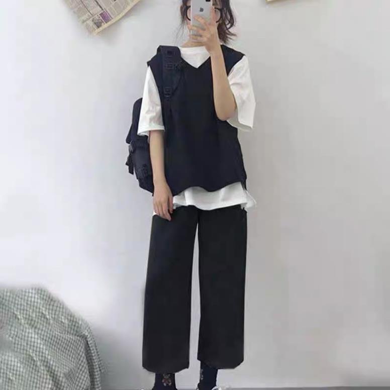 ☘️Áo Gile style Hàn quốc basic dưới 60kg chất nỉ Gấu store - Áo gile trơn đen