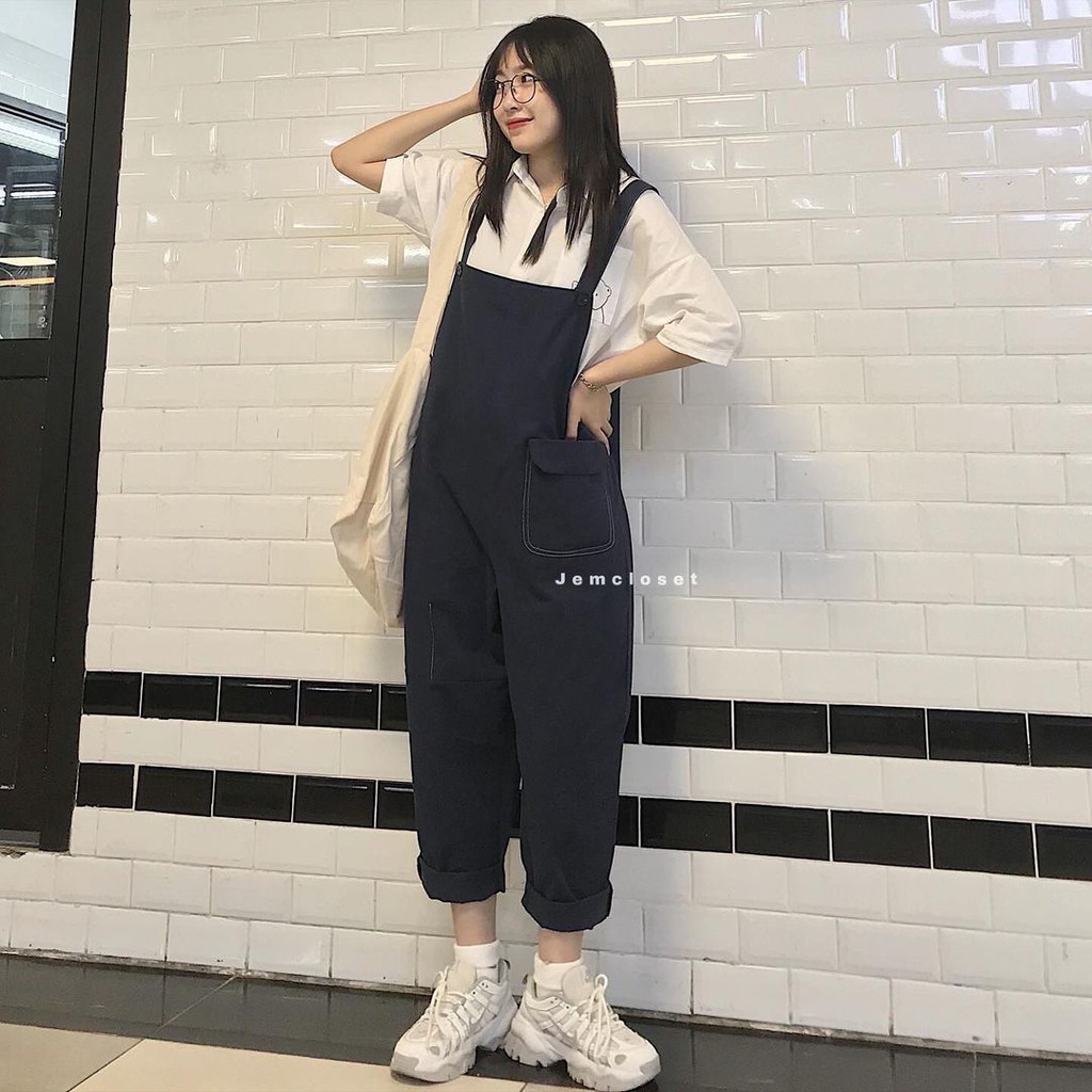 Quần Yếm Kaki Nữ Dài Ống Vừa JEMCLOSET Phong Cách Cá Tính FOME - 7166