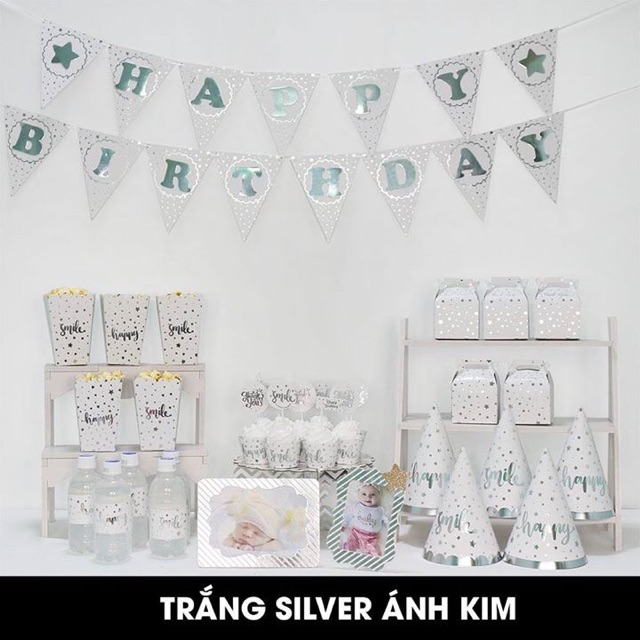 Set phụ kiện sinh nhật ánh kim