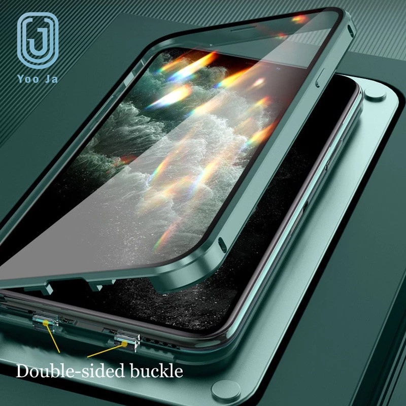 Ốp điện thoại nâng cấp có khóa bảo vệ ống kính hai mặt cho IPhone 7 8 Plus X XS XR Max