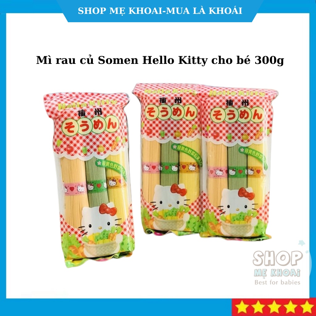 Mì Somen Rau Củ Hello Kitty 300Gram - Mì Somen Rau Củ Sợi Dài 3 Vị Rau Củ Rau Bina , Cà Rốt, Bí Đỏ
