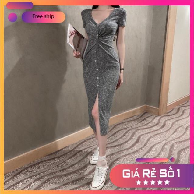 ĐẦM VÁY NỮ ULZZANG 2020 Váy xoắn eo nữ màu muối tiêu | BigBuy360 - bigbuy360.vn