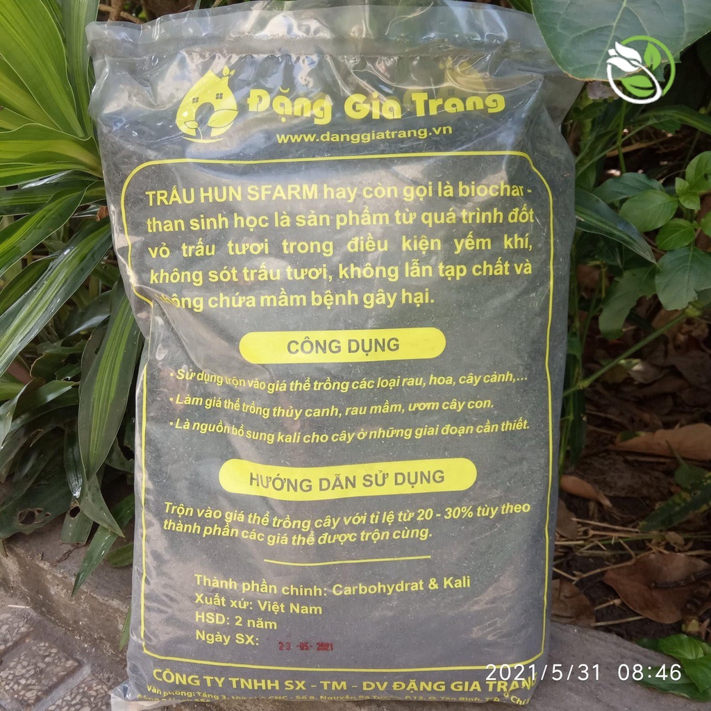 Trấu Hun Than Sinh Học Sfarm Đặng Gia Trang - Gói 5dm3