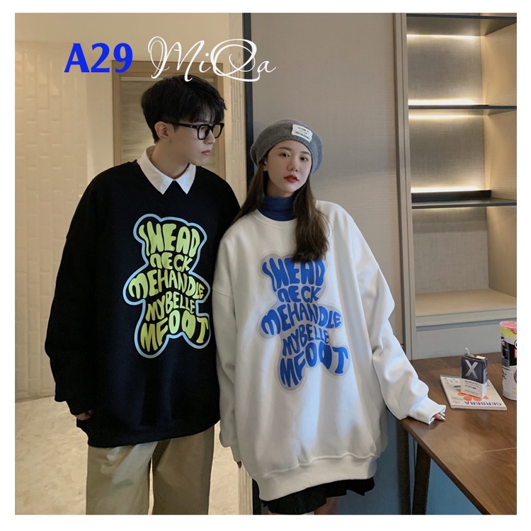 Áo Nỉ Bông Thời Trang UNISEX Hoạ Tiết Gấu Cute 🐻 / SWEATER FREESIZE 💜 MiQa 💜 #04 | BigBuy360 - bigbuy360.vn