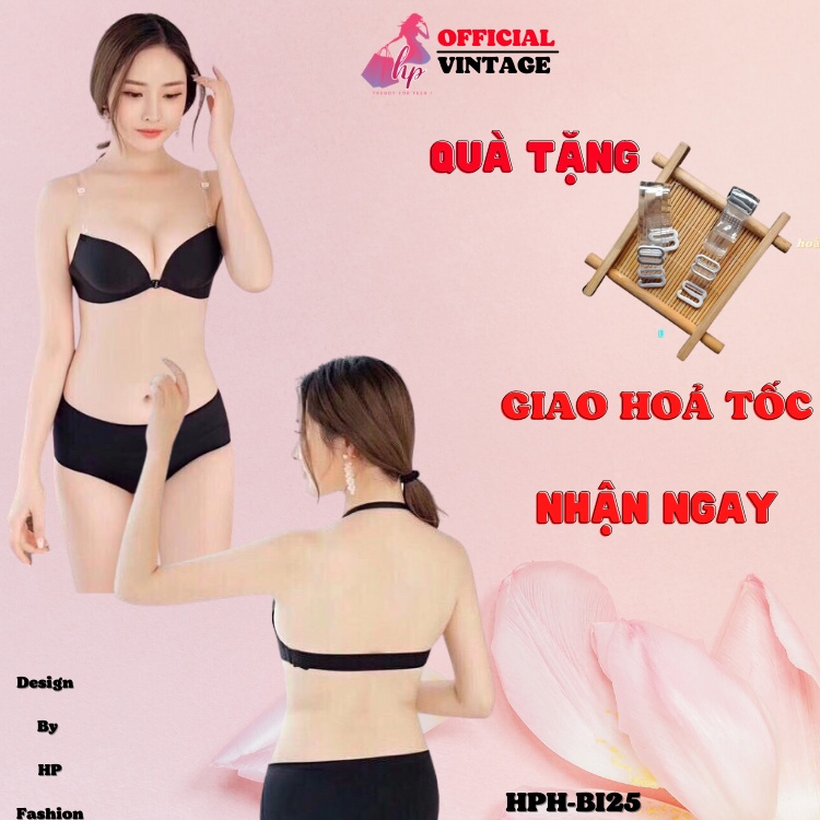 Áo ngực cổ yếm nâng tạo khe, áo lót nữ khoá cài trước có dây trong đi kèm BI25