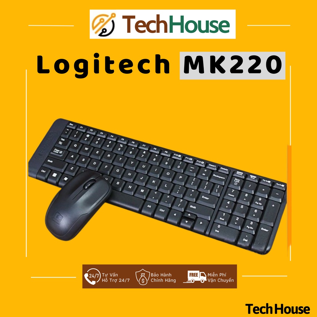 Bộ Bàn Phím Và Chuột Không Dây Logitech MK220 - PIN SIÊU BỀN - Bảo hành 36 tháng chính hãng