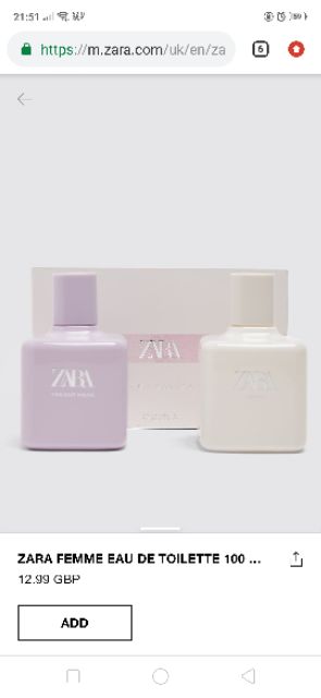 Set 2 chai nước hoa Zara Twilight Mauve +Femme 100ml | Thế Giới Skin Care