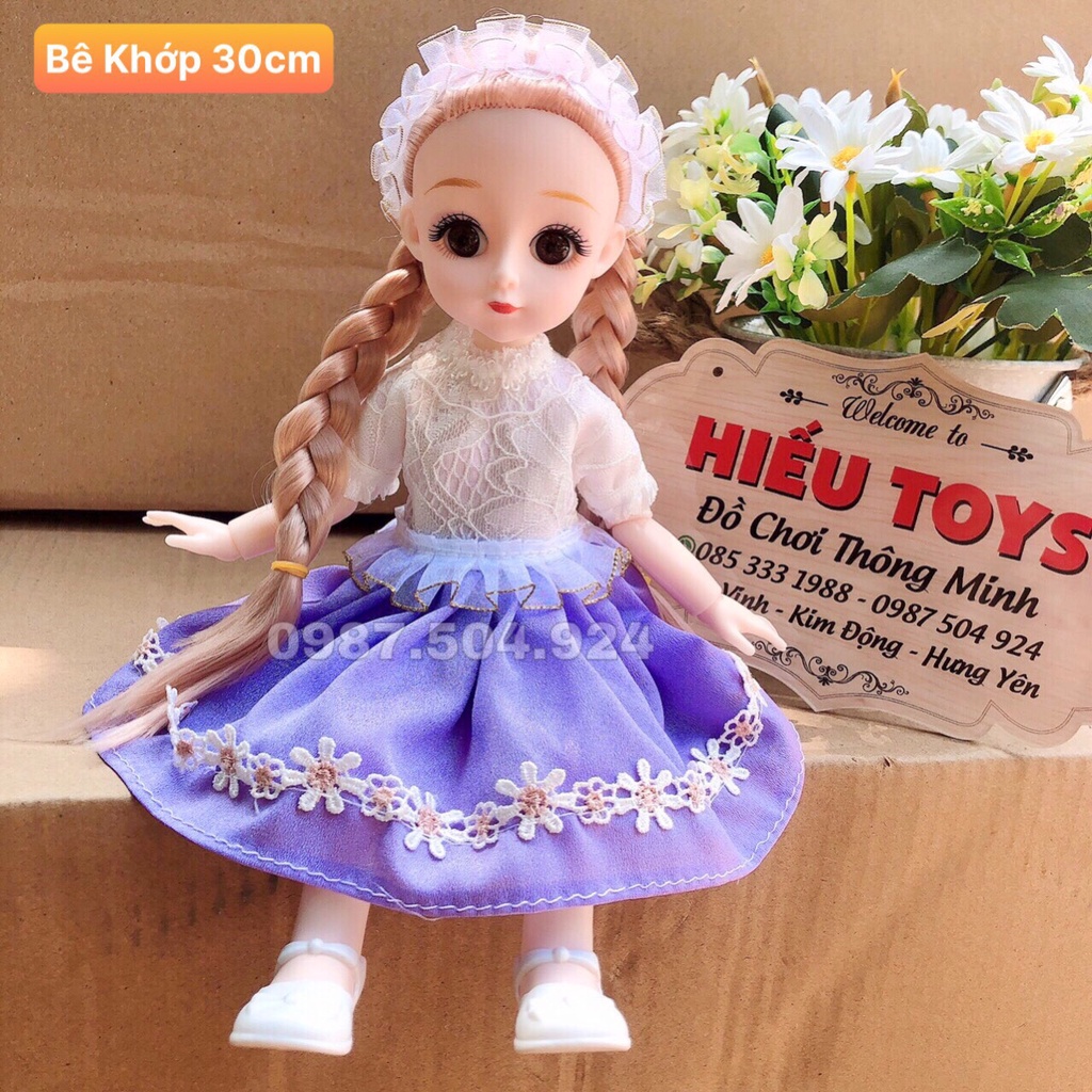 Búp Bê BJD 30cm  Xinh Xắn Váy Đẹp Có Khớp Cử Động Đồ Chơi Cho Bé Gái Hiếu Toys