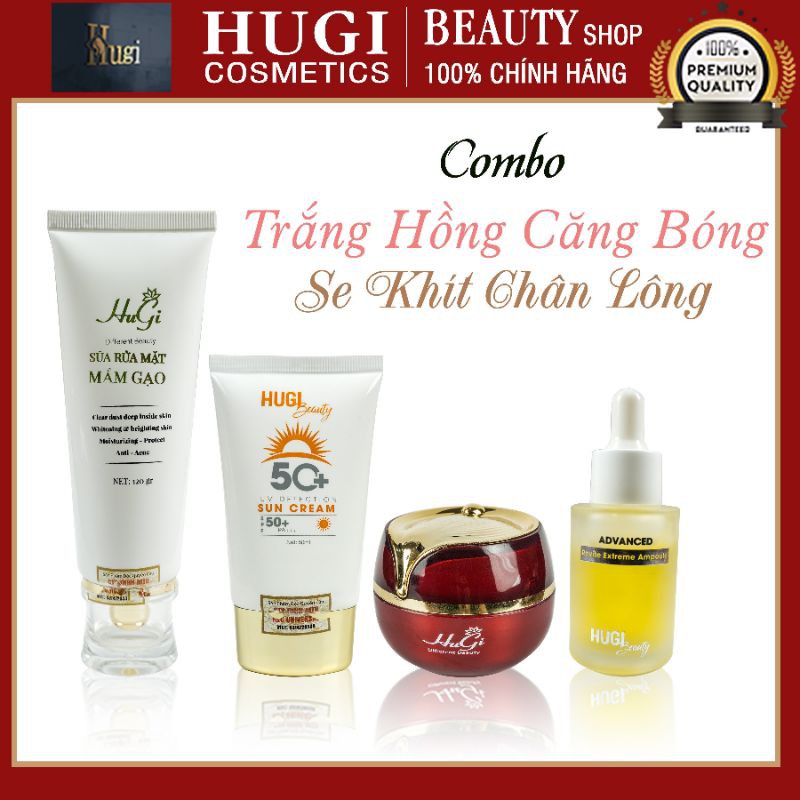 Combo Trắng Hồng Căng Bóng Đa Tầng Se Khít Lỗ Chân Lông Hoàn Hảo Chính Hãng HuGi  [5 sản phẩm]