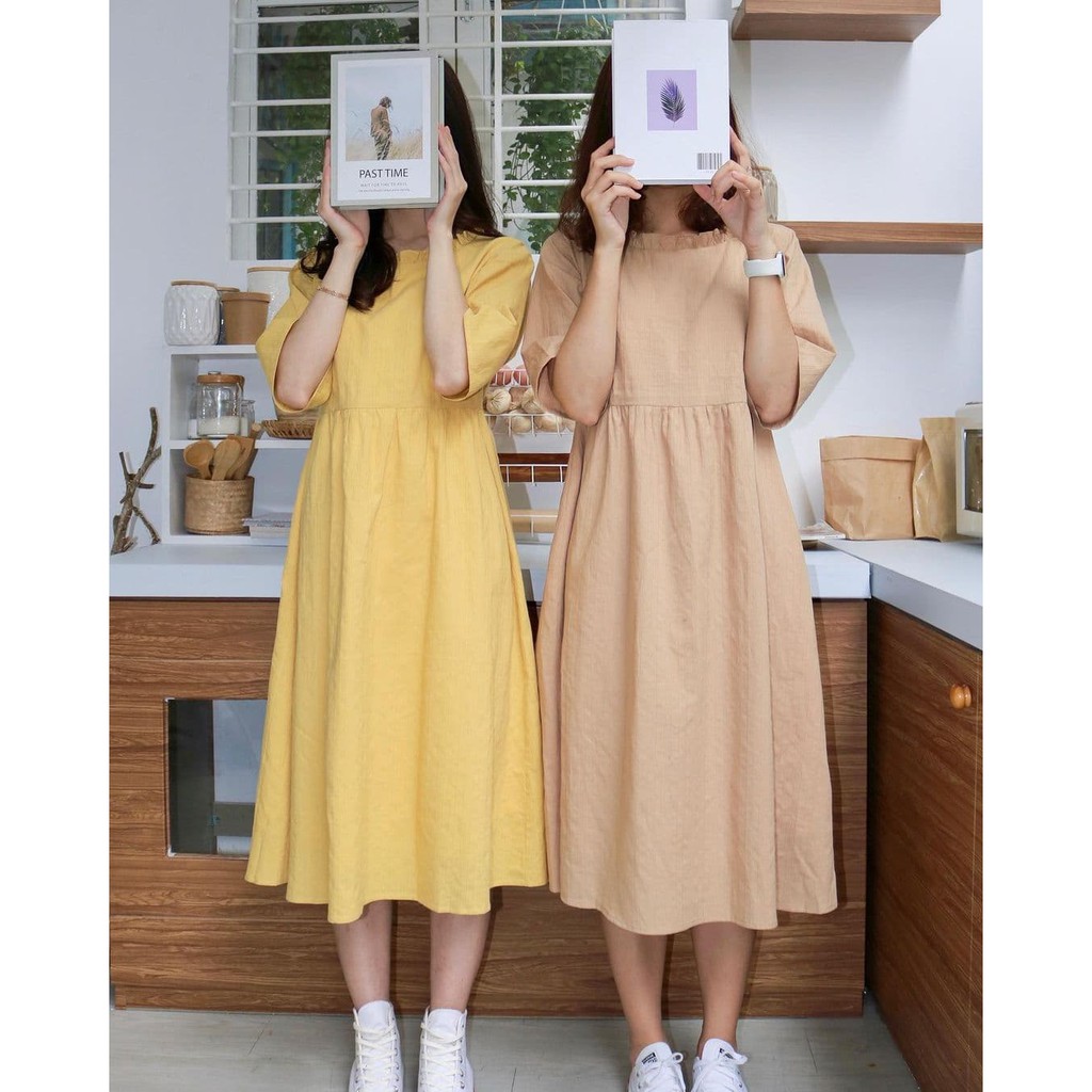 Đầm Kathy chất liệu Xô Cotton dệt gân