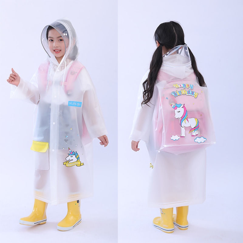 Áo Mưa Toàn Thân Chống Thấm Nước Có Ngăn Đựng Cặp Đi Học Dành Cho Bé
