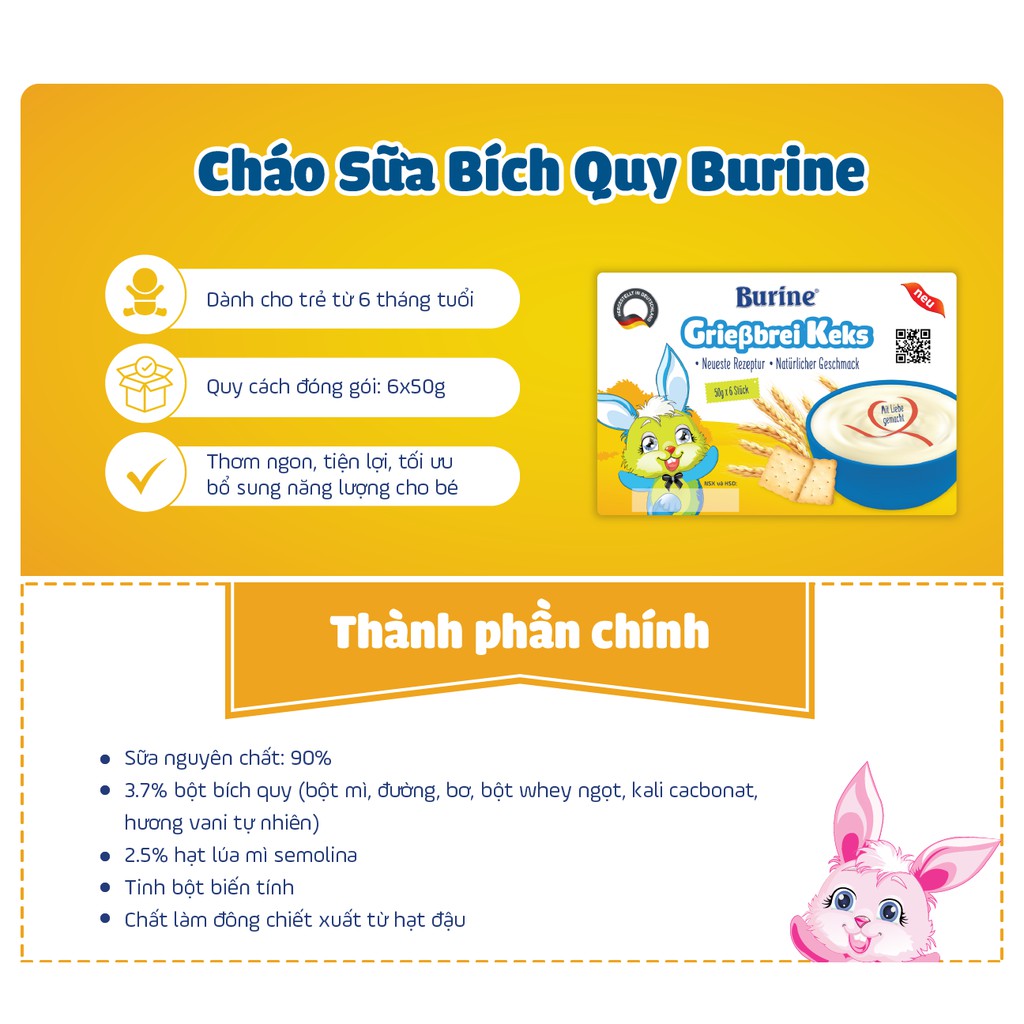 Cháo Sữa Pudding Ăn Dặm Burine Cung Cấp Vitamin, Bổ Sung Năng Lượng Cho Bé