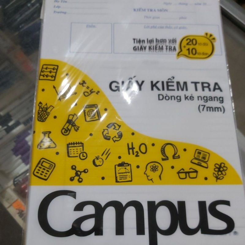Giấy kiểm tra campus kẻ ngang (20 tờ đôi, 10 tờ đơn)