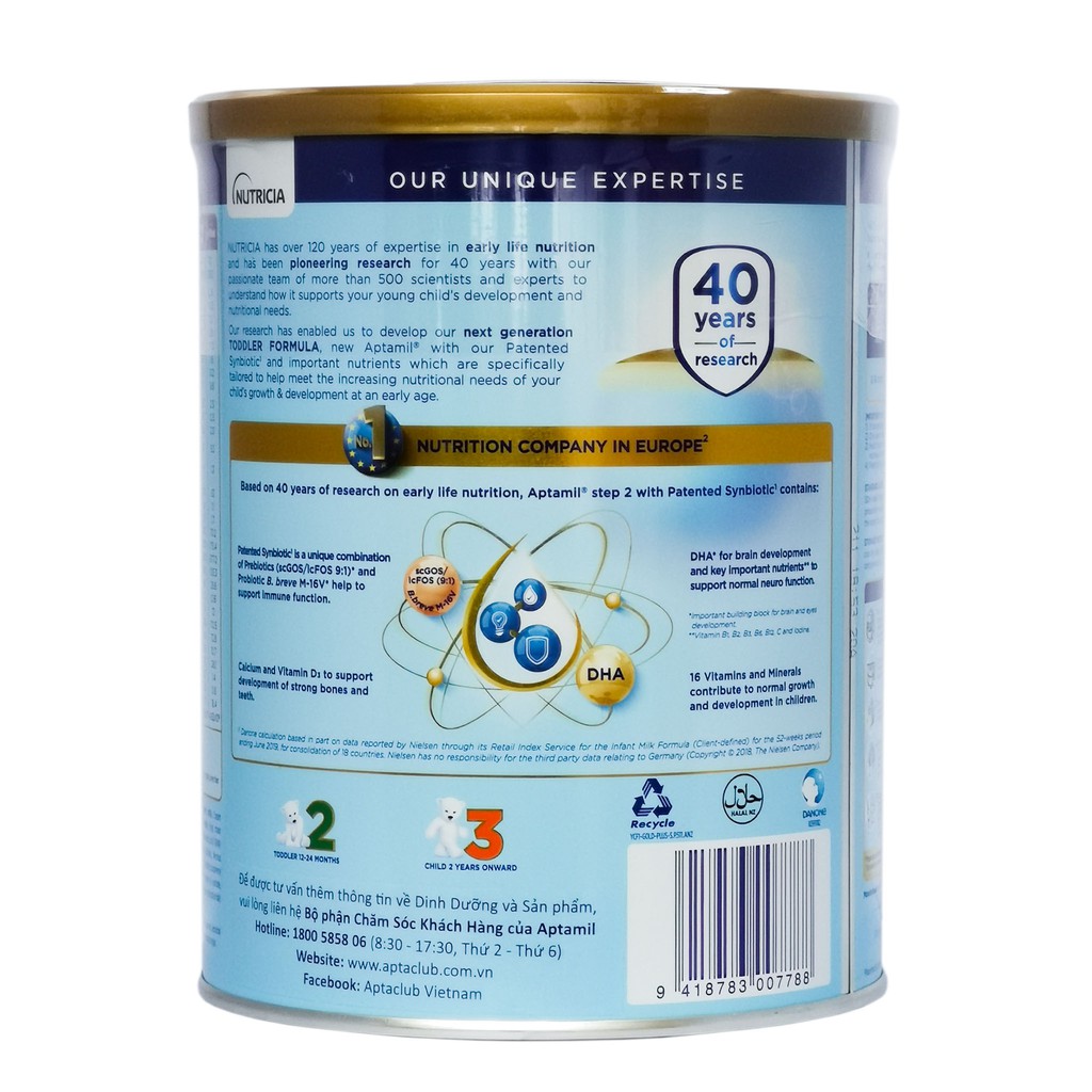 Sữa Bột Aptamil New Zealand 2 Toddler Formula 900g