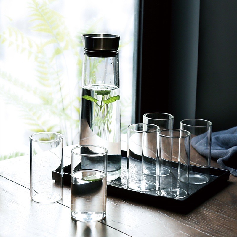 Bình nước thủy tinh, Bình detox dáng cao dung tích 1.4L thủy tinh cao cấp chịu nhiệt, Hàng xuất Âu