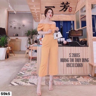 Sét đũi áo bánh bèo + quần ống rộng sang chảnh.