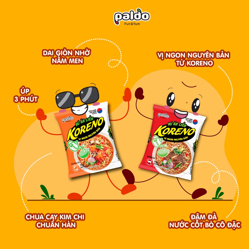 Mì Koreno Vị Bò Cay Paldo 75G Chính Hãng