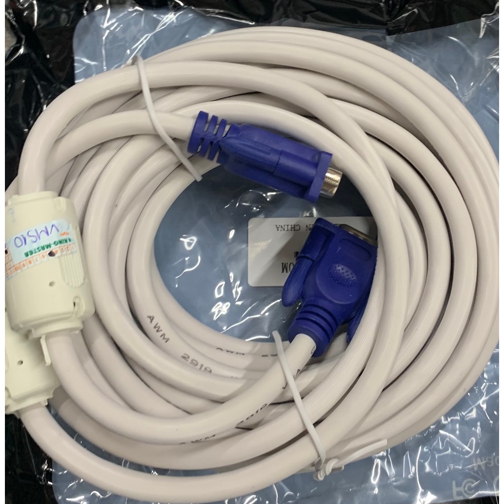 Cáp Vga 10m Kingmaster màu trắng 2 dầu xanh chống nhiễu- Hàng chinhs hãng