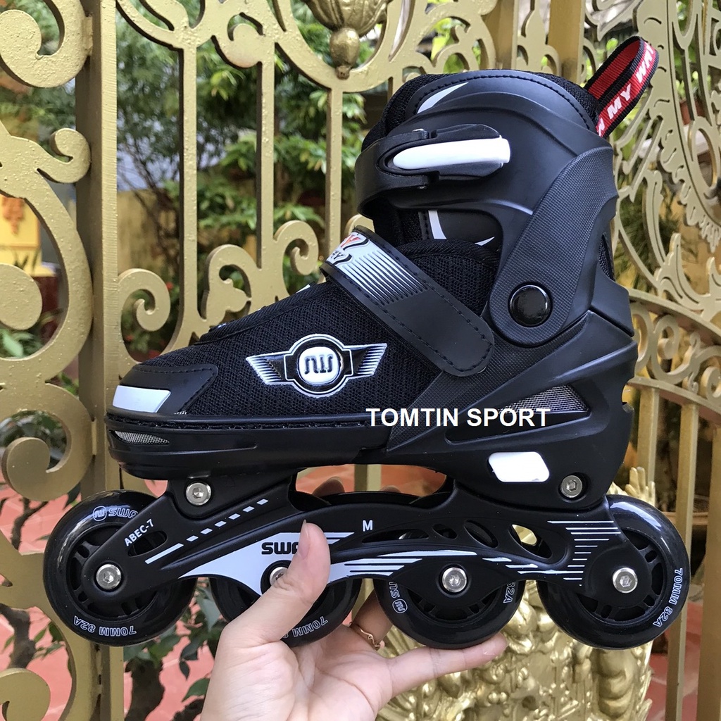 Giày trượt patin sáng led mẫu mới SWAY, tặng kèm bảo hộ chân tay, bánh cao su trượt mượt và êm TOMTIN SPORT