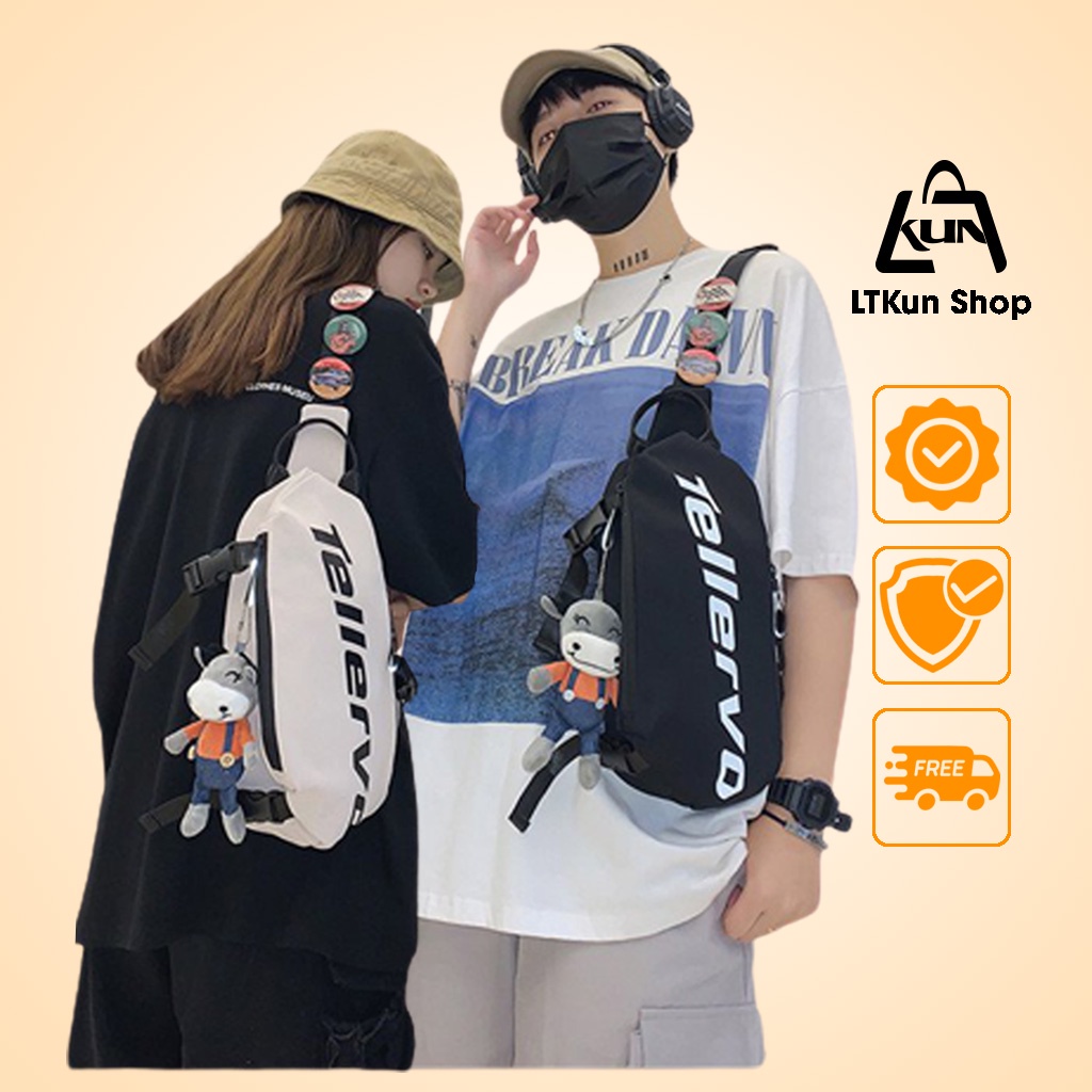 Balo chéo, túi bao tử nam nữ unisex vải nylon cao cấp, cá tính, thời trang cho cặp đôi - LTKun
