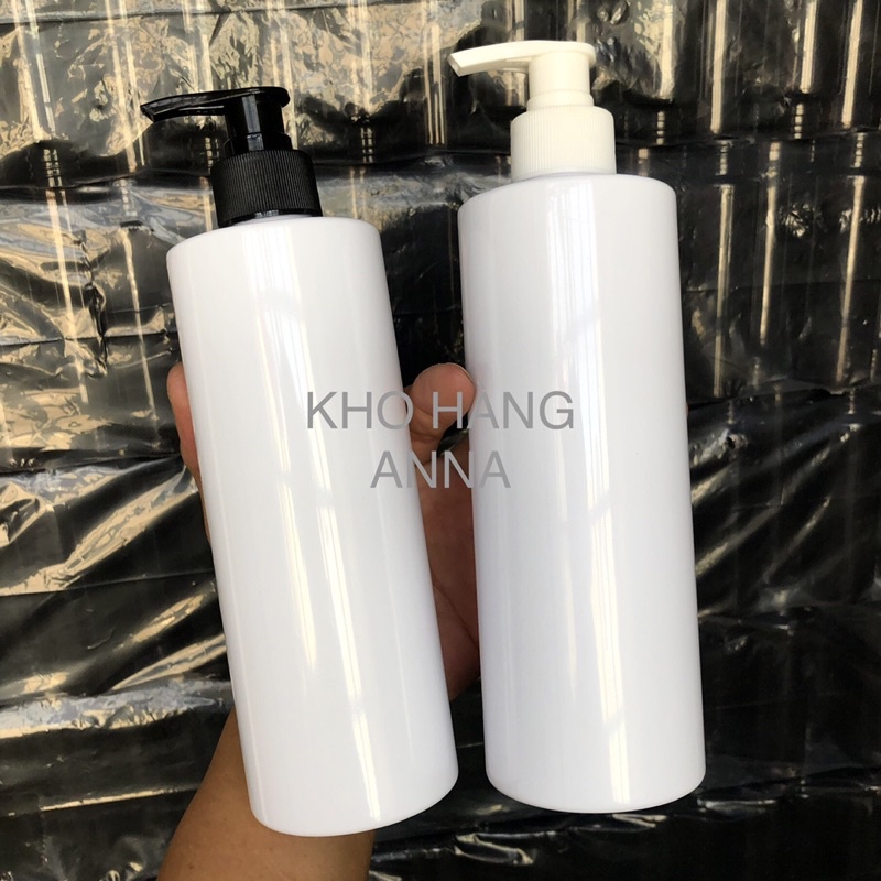 CHAI NHỰA TRONG SUỐT/ Trắng/ NÂU/ Xanh 500ML  - Bình CHIẾT MỸ PHẨM NẮP VÒI NHẤN / nắp Bật Đen, Nắp Nhôm