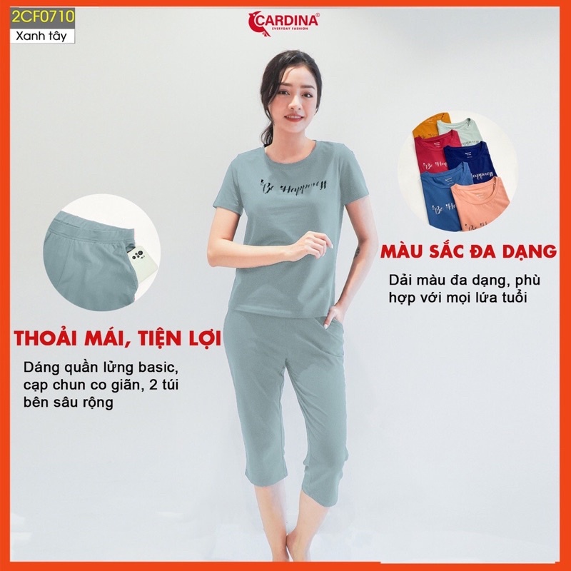 Đồ bộ nữ CARDINA chất Cotton cao cấp áo cộc tay quần ngố kiểu dáng trẻ trung năng động
