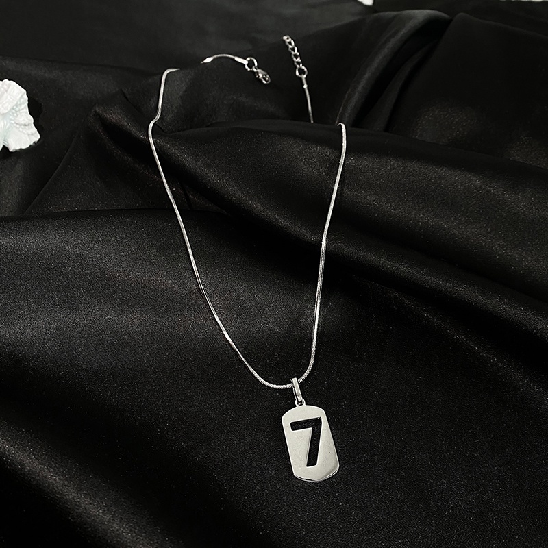 Vòng cổ thép titan mặt số 7 phong cách hip hop thiết kế thời trang