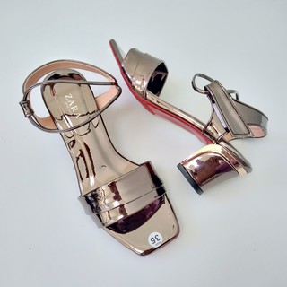 Giày sandal gót bọc 5 phân quai xếp - hình thật