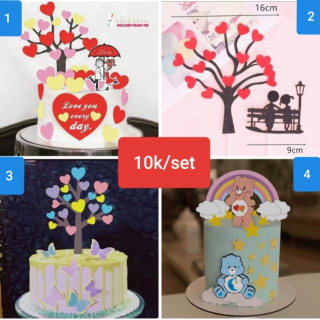 Set cắm Tình Yêu Trang Trí Bánh Phu Kiện Sinh Nhật
