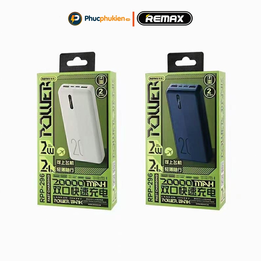 Sạc dự phòng 10000mah chính hãng Remax RPP 295 hỗ trợ sạc nhanh 10w 2 cổng ra - Phúc Phụ Kiện Bảo hành 12 tháng 1 đổi 1