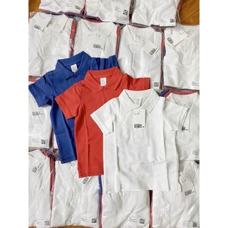 Áo phông polo có cổ cotton trơn cho bé gái bé trai
