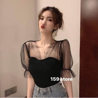 Áo cúp ngực đen ren tay