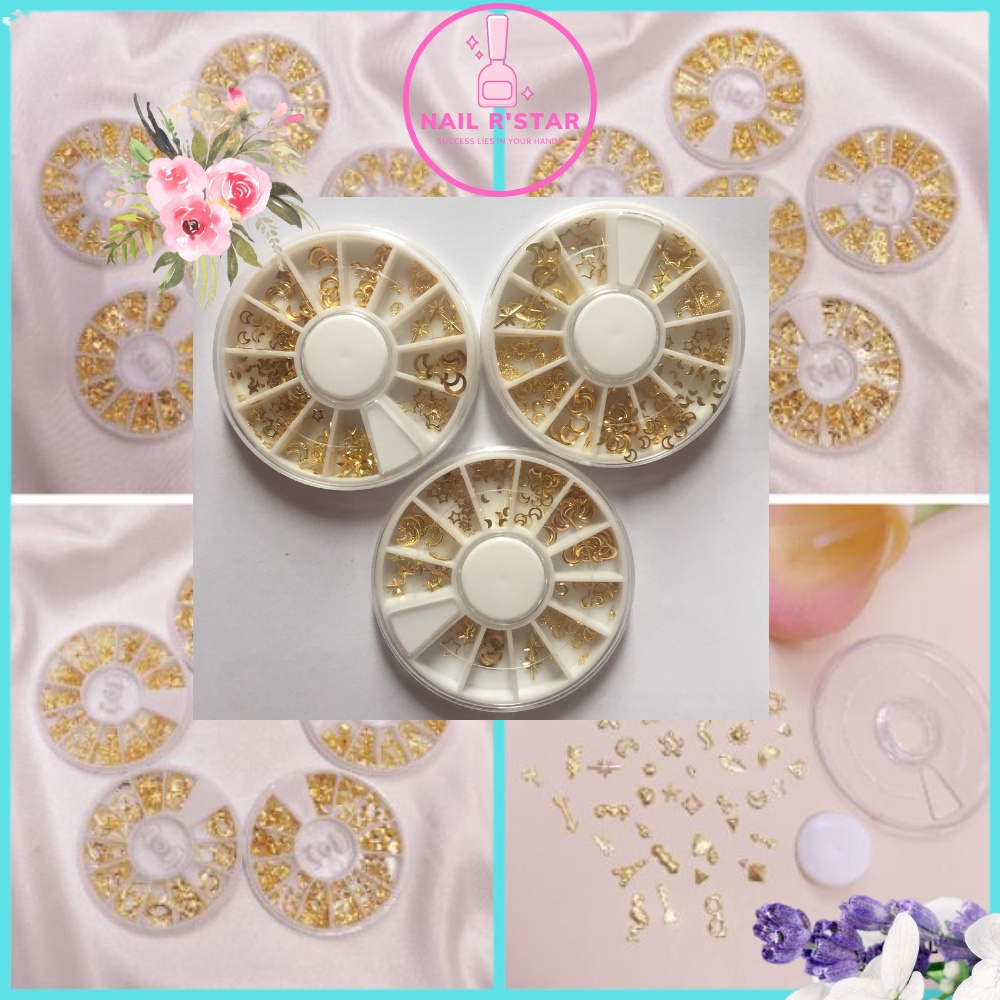 Phụ kiện inox vàng đa dạng chủ đề trang trí móng tay sang chảnh NAIL R’STAR