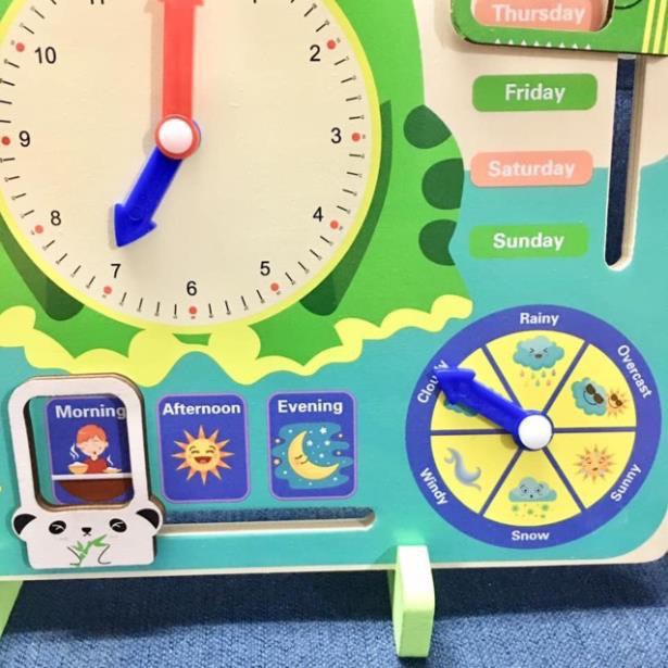 Đồ Chơi Đồng Hồ Lịch Đa Năng Con Ếch - Đồ Chơi Gỗ An Toàn Cho Bé,Học Tiếng Anh