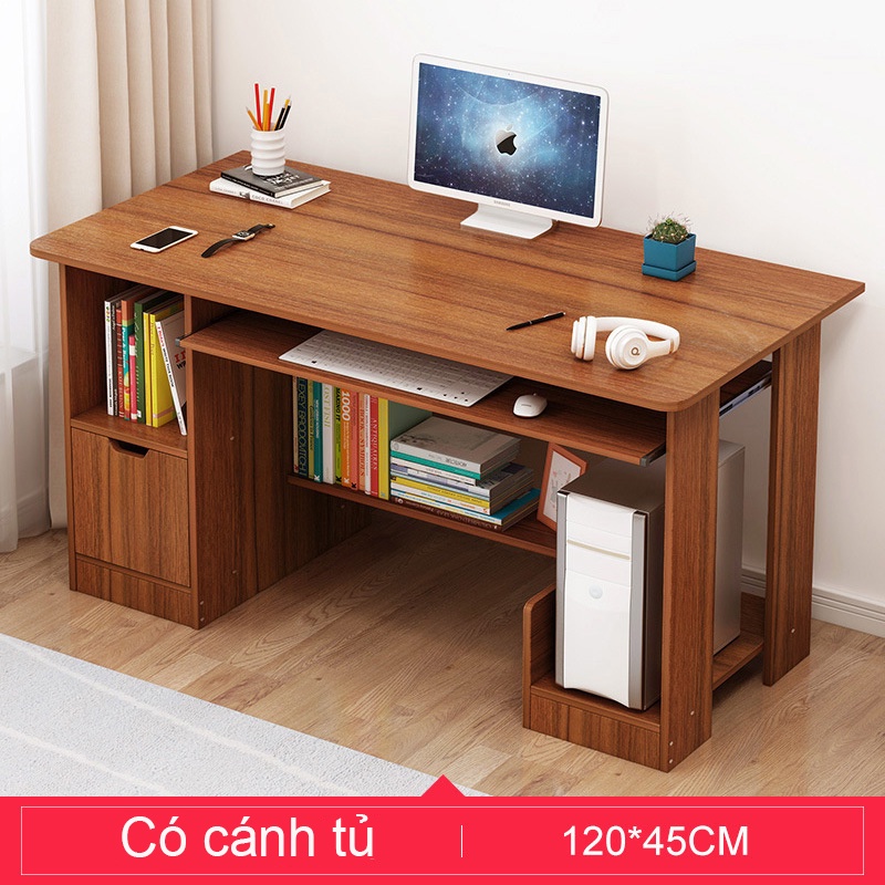 Bàn làm việc có hộc tủ, bàn văn phòng tiện ích chất liệu gỗ MDF chống ẩm, dễ dàng lau chùi