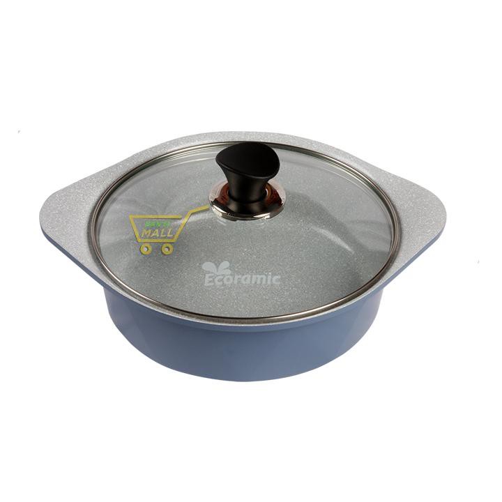 ECORAMIC - Bộ 4 nồi đúc ceramic cao cấp: nồi 1 tay cầm 18cm, nồi 2 tay cầm 20-22-24cm tặng 1 cặp nhấc nồi sillicon