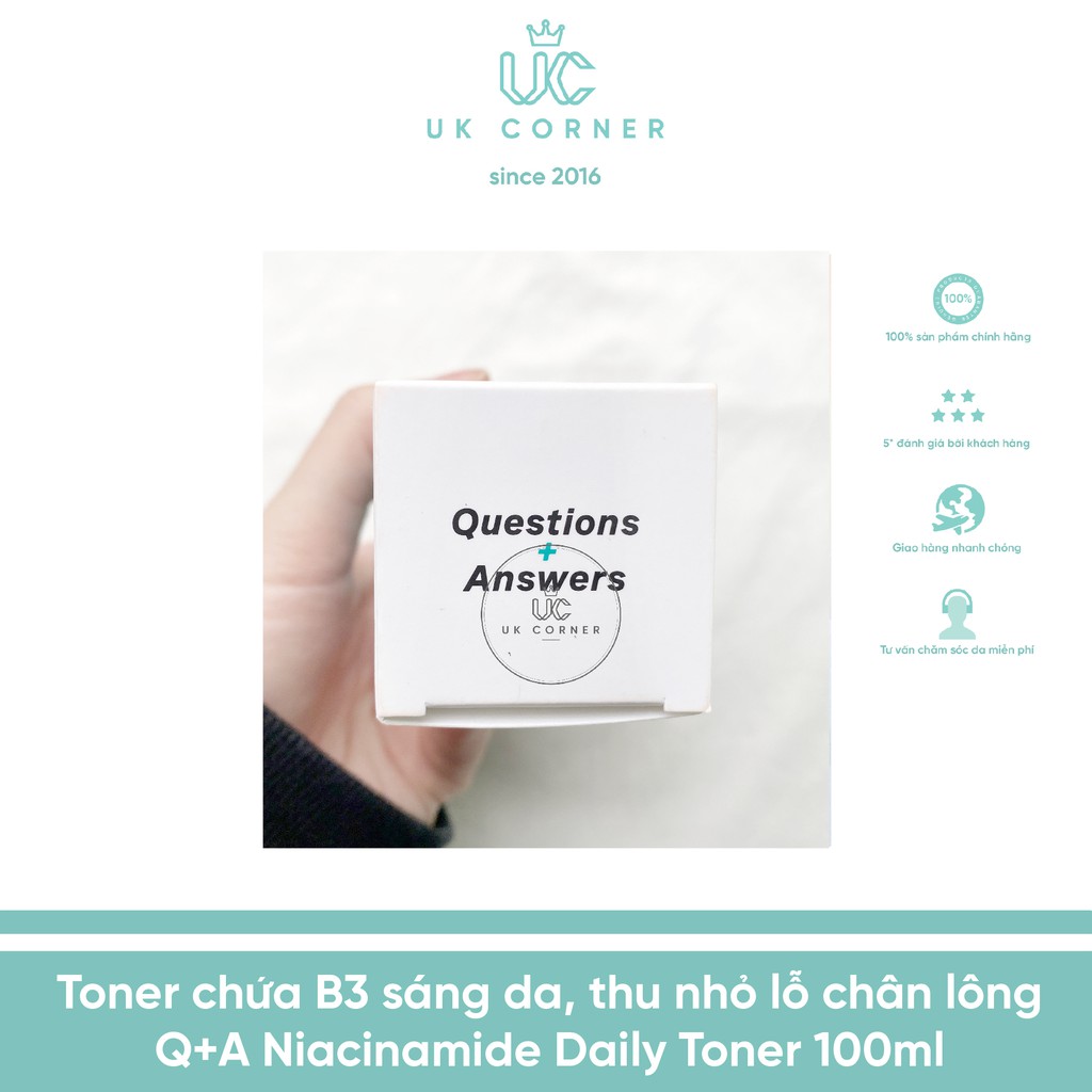 Toner chứa B3 sáng da, thu nhỏ lỗ chân lông Q+A Niacinamide Daily Toner 100ml