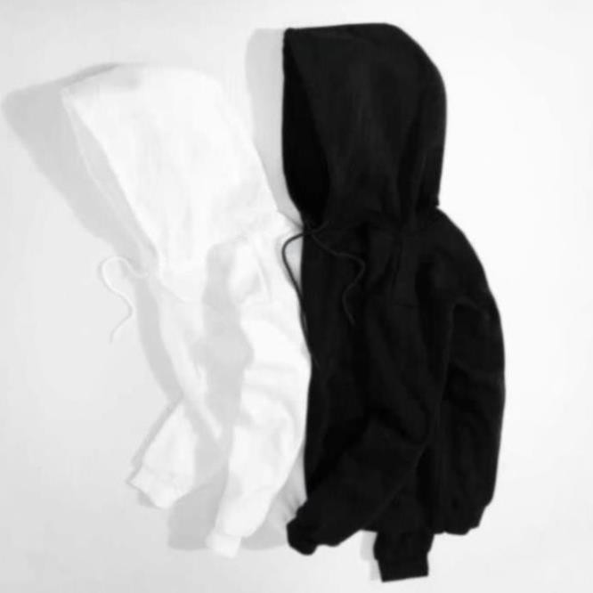 Áo Hoodie đôi nam nữ unisex form rộng trơn trắng đen có mũ đẹp chất nỉ phong cách trẻ trung Hàn Quốc