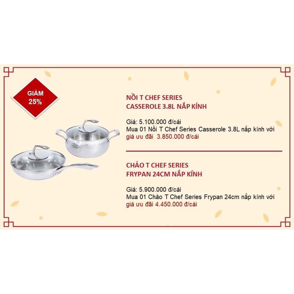 NỒI T CHEF SERIES CASSEROLE 3.8L NẮP KÍNH - HÀNG CHÍNH HÃNG TUPPERWARE PHÂN PHỐI TẠI VIỆT NAM