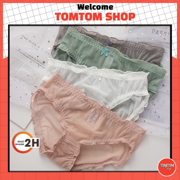 Quần lót nữ ren lưới đính nơ gợi cảm sexy kháng khuẩn thoáng khí thông hơi LADY KUTE QL22