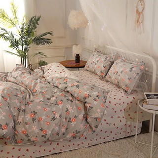 [FLASH SALE] Bộ vỏ chăn ga gối cotton poly Hoa ghi vintage hàng nhập khẩu