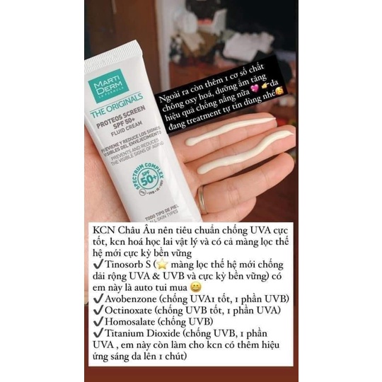 [40ml] Kem chống nắng vật lý lai hóa học MartiDerm Proteos Screen SPF 50 Fluid Cream