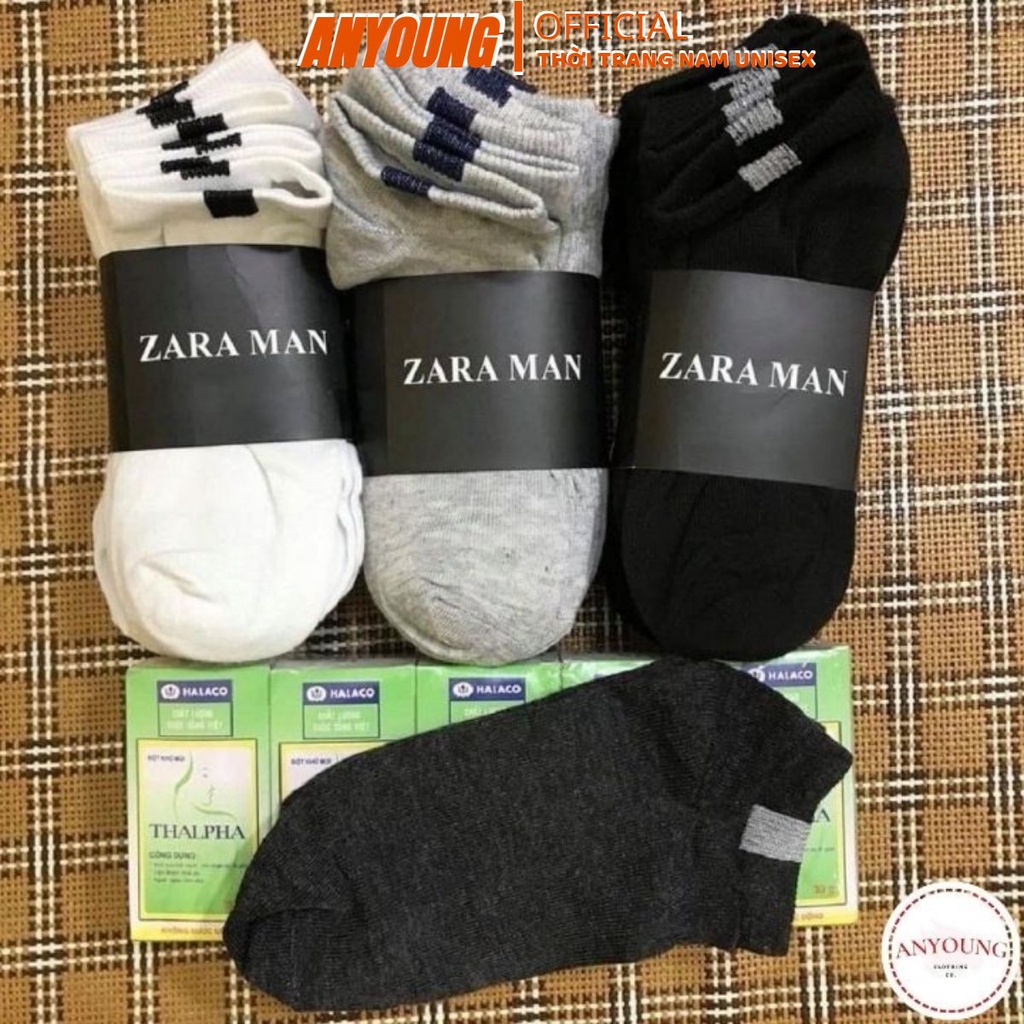 Tất Nam nữ cổ ngắn ANYOUNG 2 màu đen trắng mềm mại ấm áp