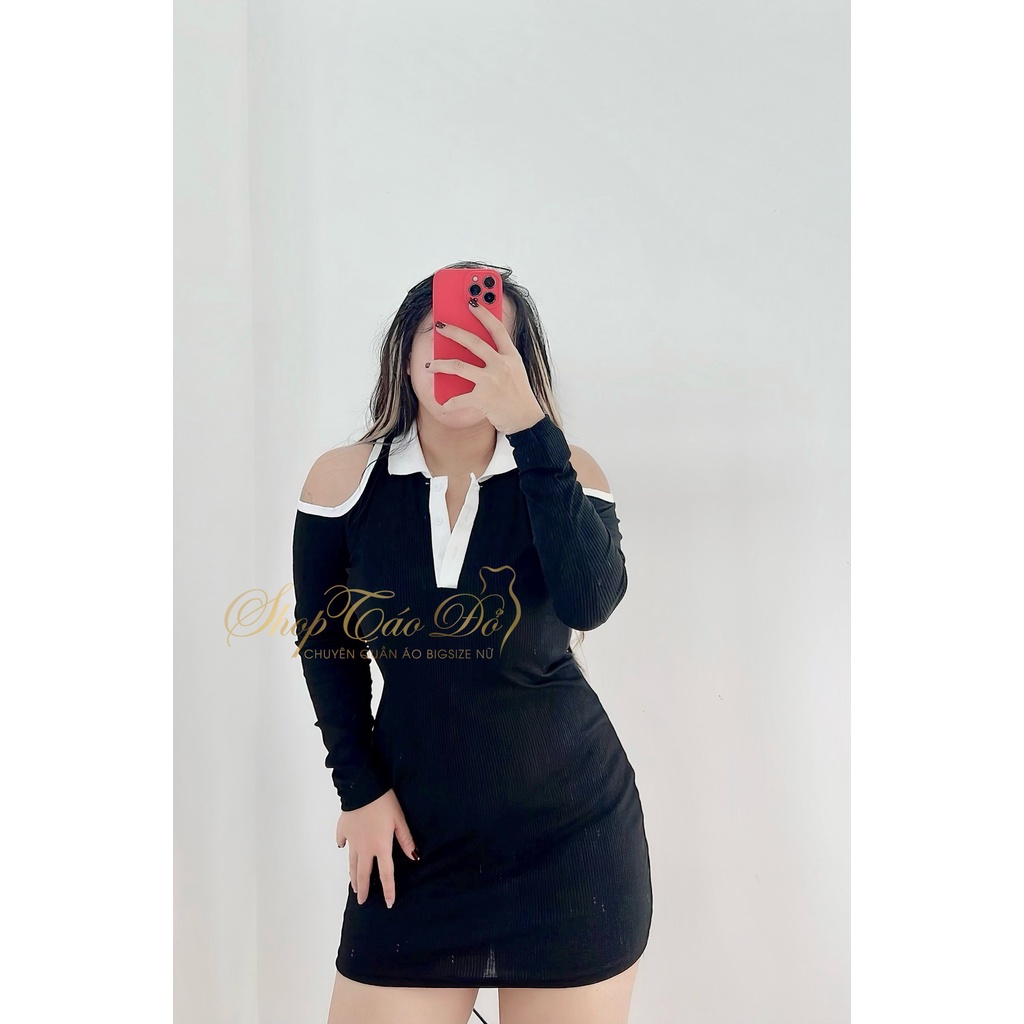 (TÁO ĐỎ BIGSIZE 55-90KG) Đầm Sọc Khoét Vai Ôm Body Sexy Sang Chảnh D25 ( ảnh thật shop chụp 100%) 🍎🍎🍎 | BigBuy360 - bigbuy360.vn