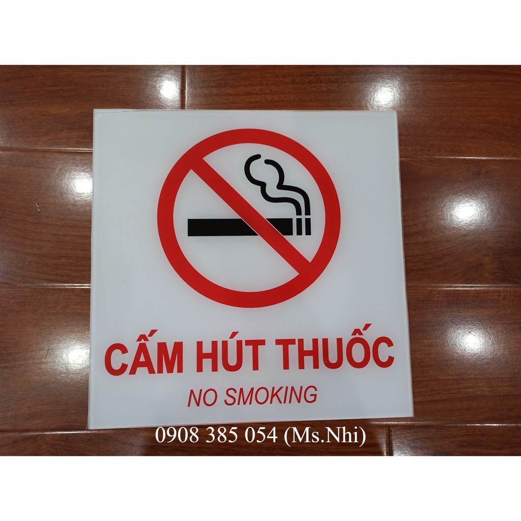 Biển báo cấm lửa, cấm hút thuốc chất liệu mica siêu bền KT30x30cm- Hình thật