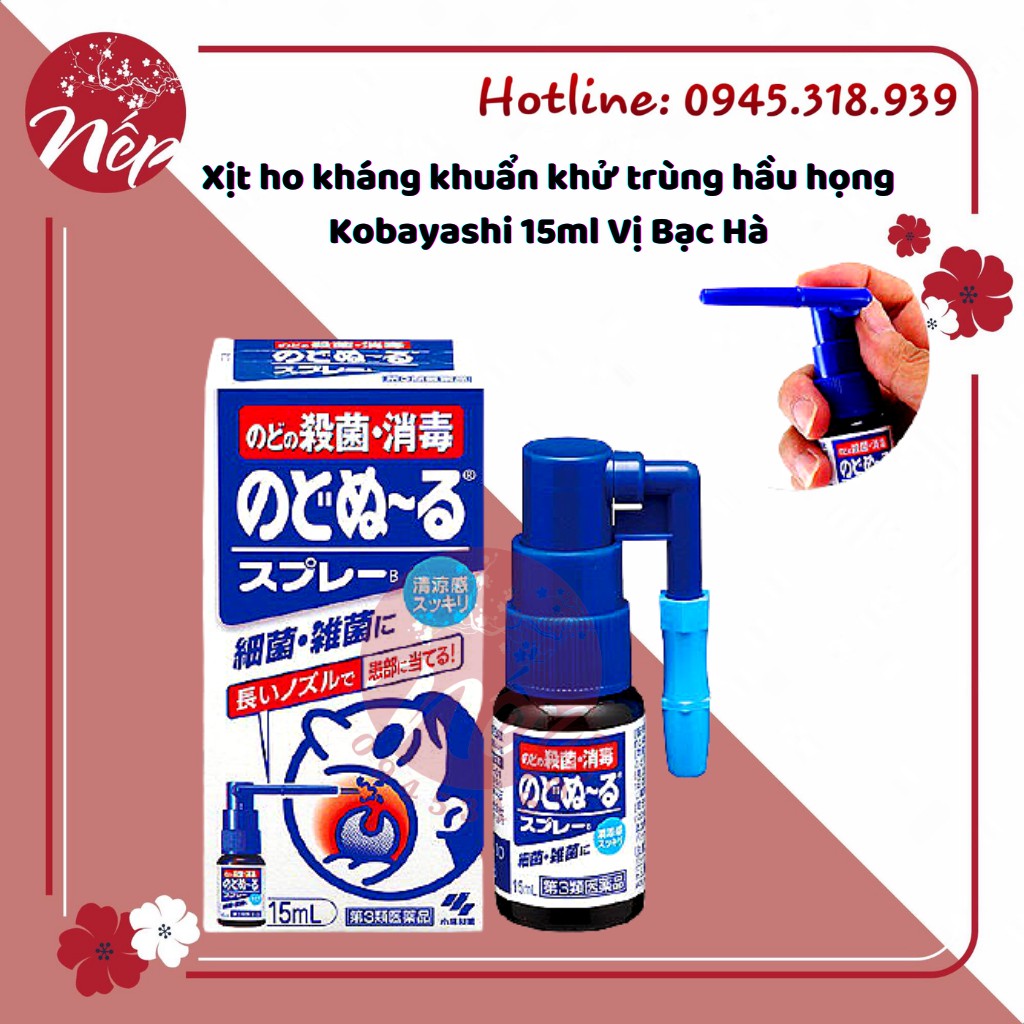 Xịt giảm ho, rát họng Kobayashi 15ml đủ vị
