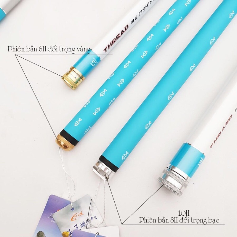 Cần câu tay Bạch Kinh Thiên 6H, Cần Câu Đơn, Câu Đài Cao Cấp, 2 Màu Cam và Xanh