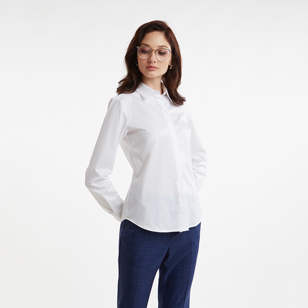 N&M Áo sơ mi Basic Nữ tay dài chất liệu cotton nylon 2008006