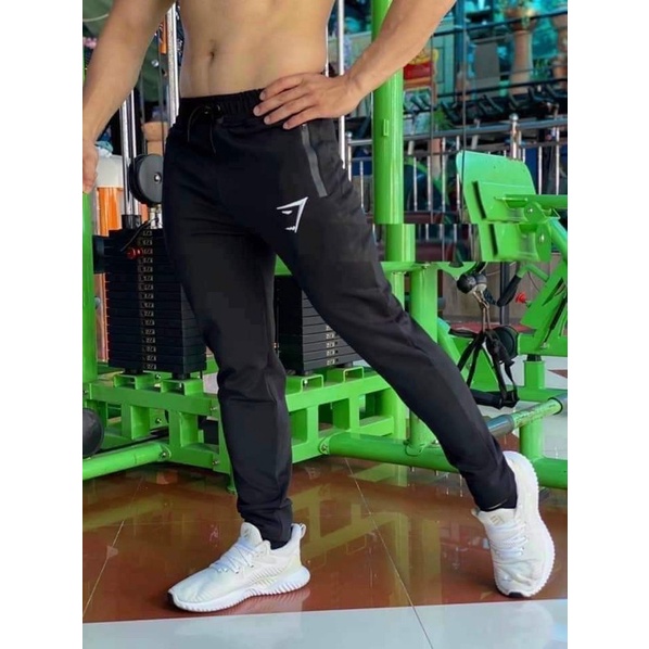 Quần Dài Tập Gym Nam Xưởng May Đồ Gym Thun Poly 2 Da Logo Thêu Sắt Nét