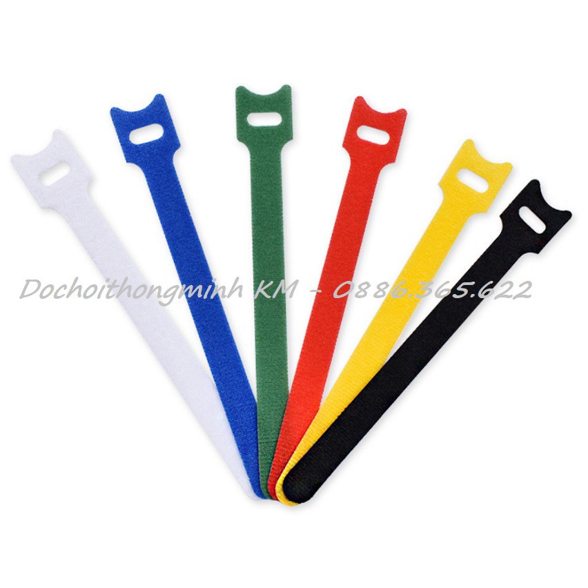 Dây dính nhám Velcro dài 20cm có lỗ chữ T buộc gọn dây cáp